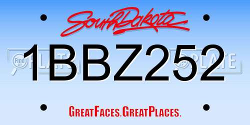 1BBZ252 South Dakota License Plate