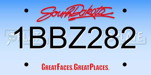 1BBZ282 South Dakota License Plate
