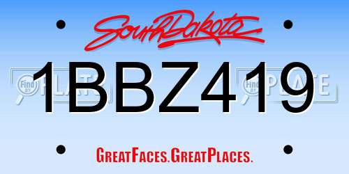 1BBZ419 South Dakota License Plate