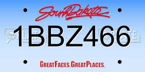 1BBZ466 South Dakota License Plate