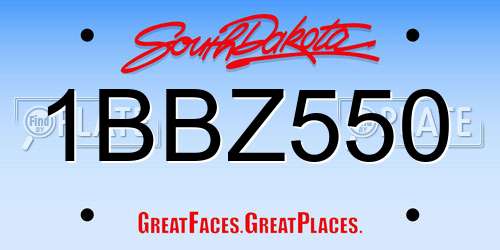 1BBZ550 South Dakota License Plate