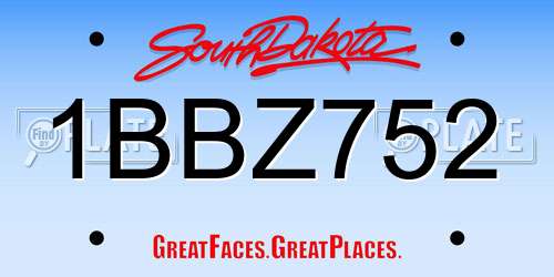 1BBZ752 South Dakota License Plate