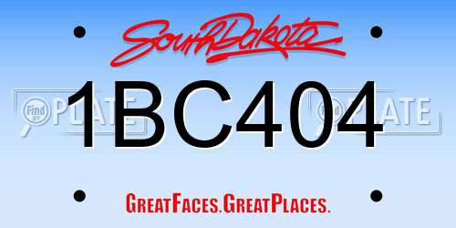1BC404 South Dakota License Plate