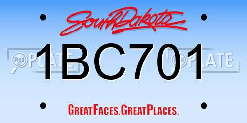1BC701 South Dakota License Plate