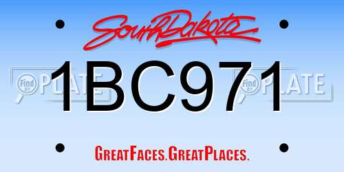 1BC971 South Dakota License Plate