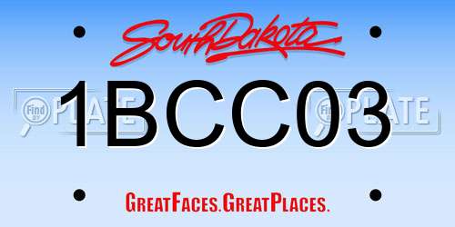 1BCC03 South Dakota License Plate