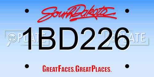 1BD226 South Dakota License Plate