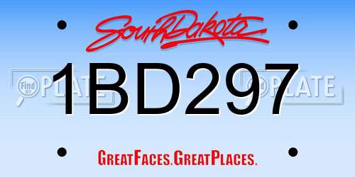 1BD297 South Dakota License Plate