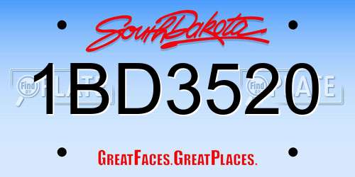 1BD3520 South Dakota License Plate