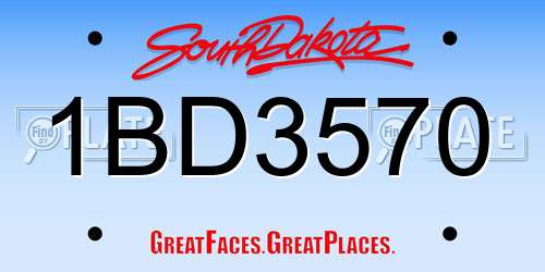 1BD3570 South Dakota License Plate