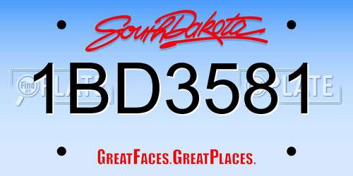 1BD3581 South Dakota License Plate