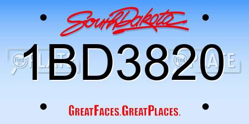 1BD3820 South Dakota License Plate