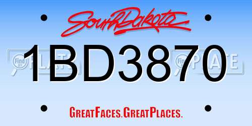 1BD3870 South Dakota License Plate