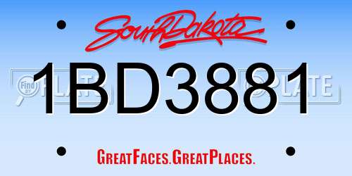 1BD3881 South Dakota License Plate