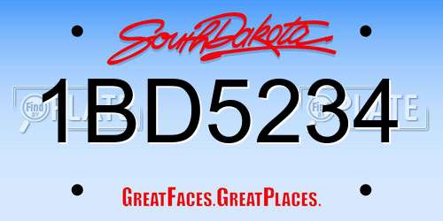 1BD5234 South Dakota License Plate
