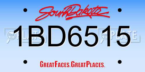 1BD6515 South Dakota License Plate