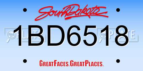 1BD6518 South Dakota License Plate