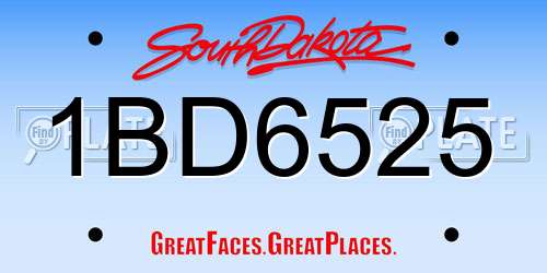 1BD6525 South Dakota License Plate