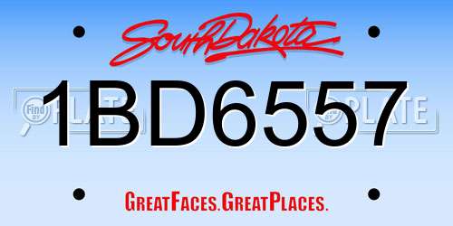 1BD6557 South Dakota License Plate