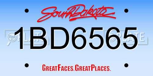 1BD6565 South Dakota License Plate
