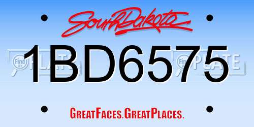1BD6575 South Dakota License Plate