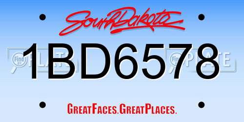 1BD6578 South Dakota License Plate