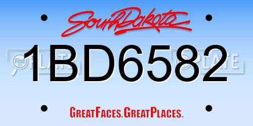 1BD6582 South Dakota License Plate