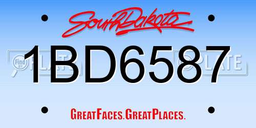 1BD6587 South Dakota License Plate