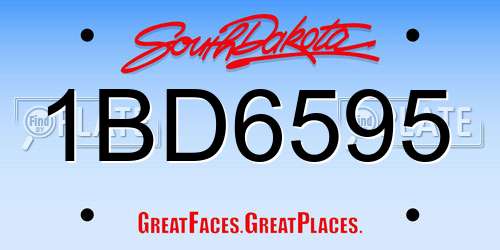 1BD6595 South Dakota License Plate