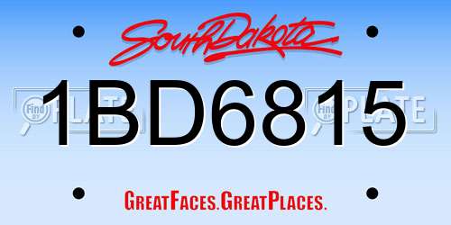 1BD6815 South Dakota License Plate