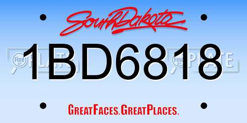 1BD6818 South Dakota License Plate