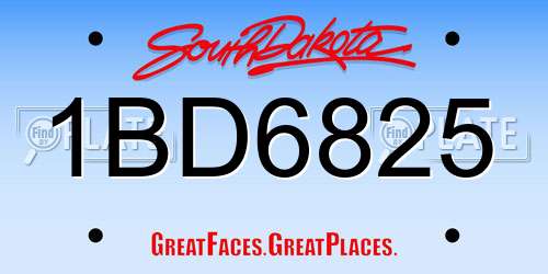 1BD6825 South Dakota License Plate