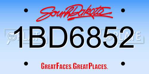 1BD6852 South Dakota License Plate