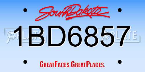 1BD6857 South Dakota License Plate