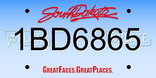1BD6865 South Dakota License Plate