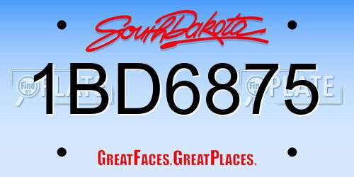 1BD6875 South Dakota License Plate