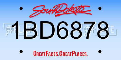 1BD6878 South Dakota License Plate
