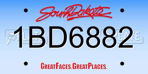 1BD6882 South Dakota License Plate