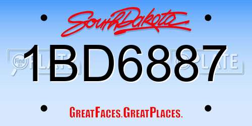 1BD6887 South Dakota License Plate