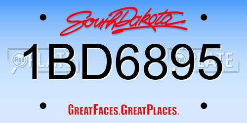 1BD6895 South Dakota License Plate