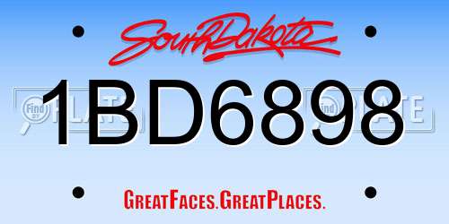 1BD6898 South Dakota License Plate