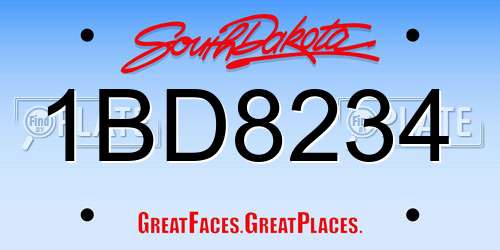 1BD8234 South Dakota License Plate