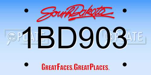 1BD903 South Dakota License Plate