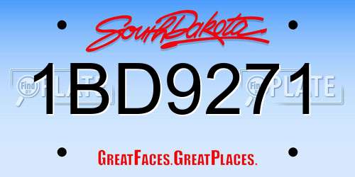 1BD9271 South Dakota License Plate