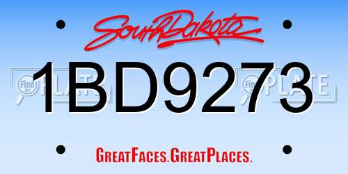 1BD9273 South Dakota License Plate