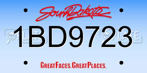 1BD9723 South Dakota License Plate