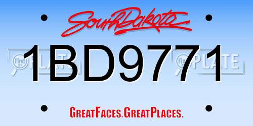 1BD9771 South Dakota License Plate