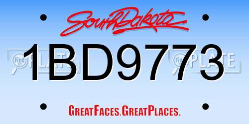 1BD9773 South Dakota License Plate
