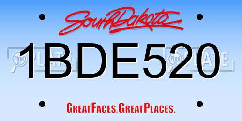 1BDE520 South Dakota License Plate