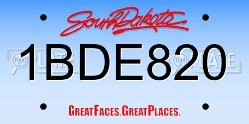 1BDE820 South Dakota License Plate